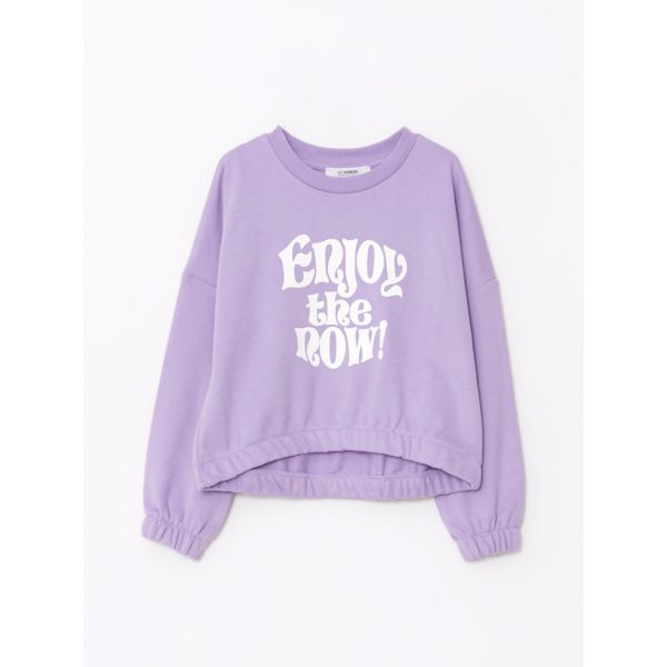 Crew Neck Printed Long Sleeve Girl Sweatshirt