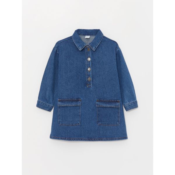 Basic Long Sleeve Baby Girl Jean Dress