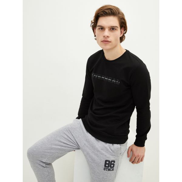 Crew Neck Long Sleeve Printed Men's Sweatshirt