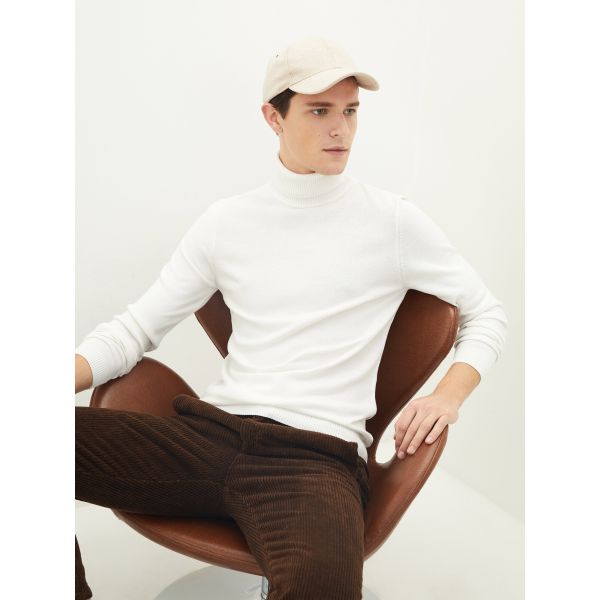 Turtleneck Long Sleeve Thin Men's Tricot Sweater