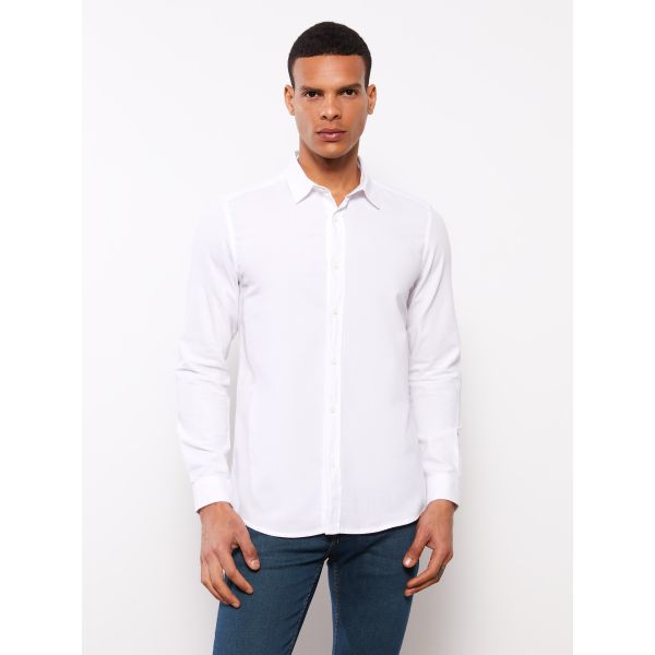 Slim Fit Long Sleeve Gabardine Men's Shirt