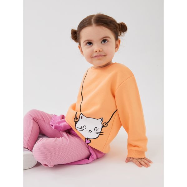 Crew Neck Long Sleeve Printed Baby Girl Sweatshirt 2-Pack