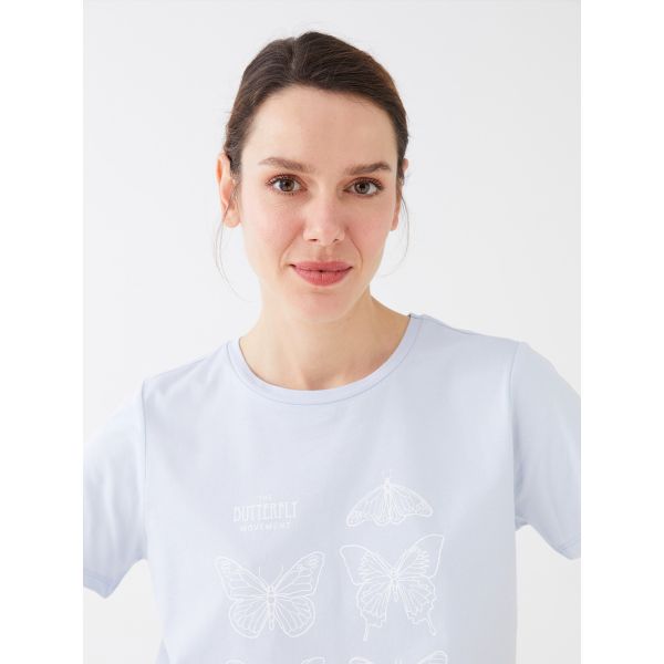 Crew Neck Printed Short Sleeve Women's T-shirt