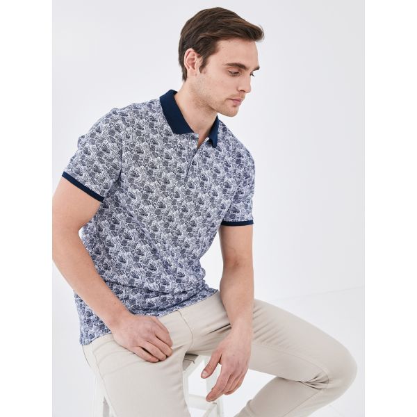 Polo Neck Short Sleeve Patterned Pike Men's T-shirt