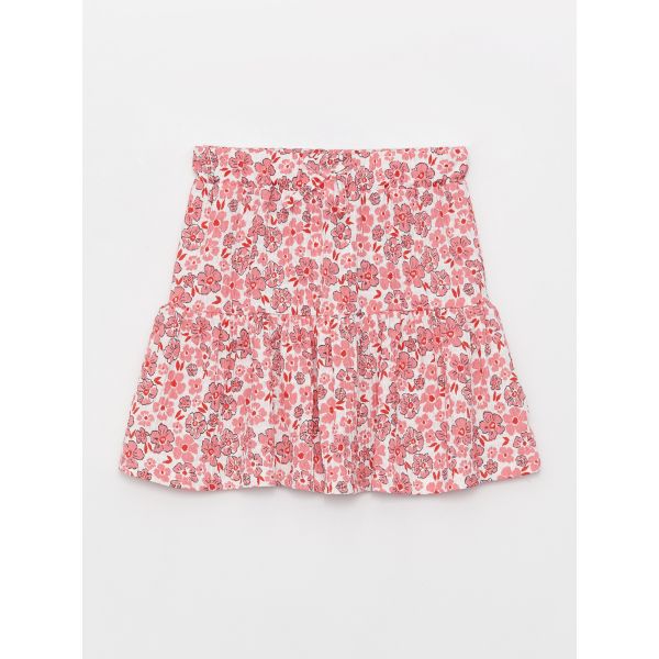 Elastic Waist Patterned Girl Skirt