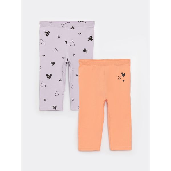 Elastic Waist Printed Baby Girl Tights 2-Pack