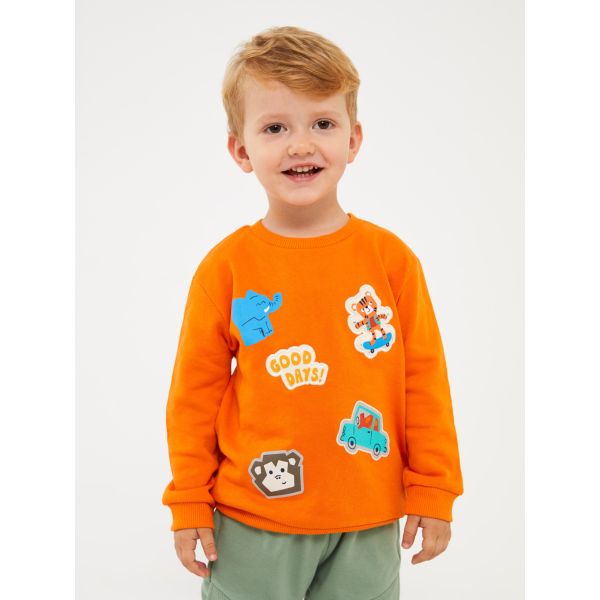 Poncho Crew Neck Printed Baby Boy Sweatshirt