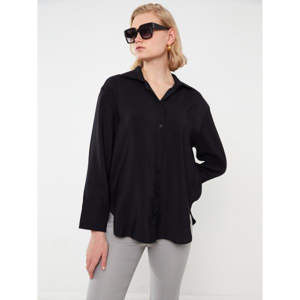 Plain Long Sleeve Oversize Women's Shirt