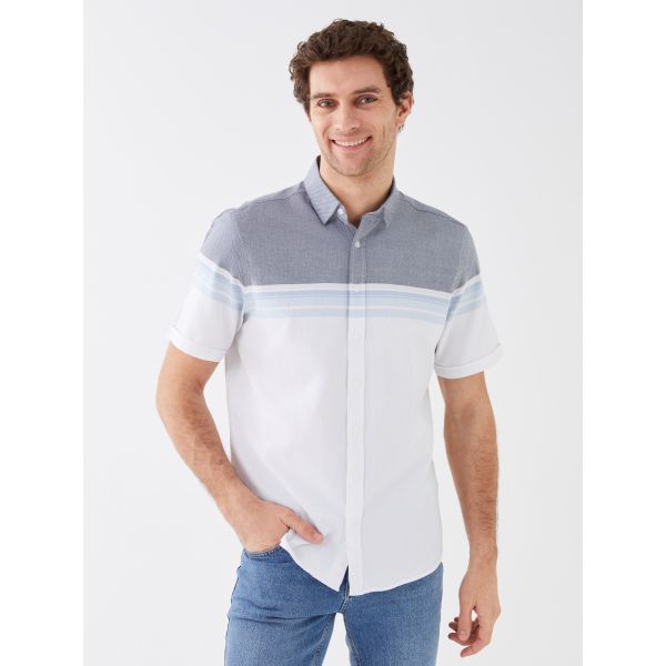 Regular Fit Short Sleeve Striped Men's Shirt