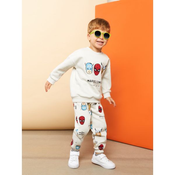 Crew Neck Long Sleeve Avengers Printed Baby Boy Sweatshirt and Pants 2-Pack Set