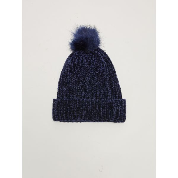 Girl's Pompom Chenille Beanie