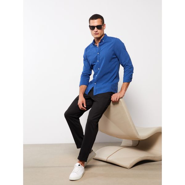 Slim Fit Long Sleeve Poplin Men's Shirt