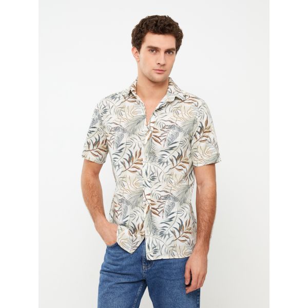 Regular Fit Short Sleeve Patterned Men's Shirt