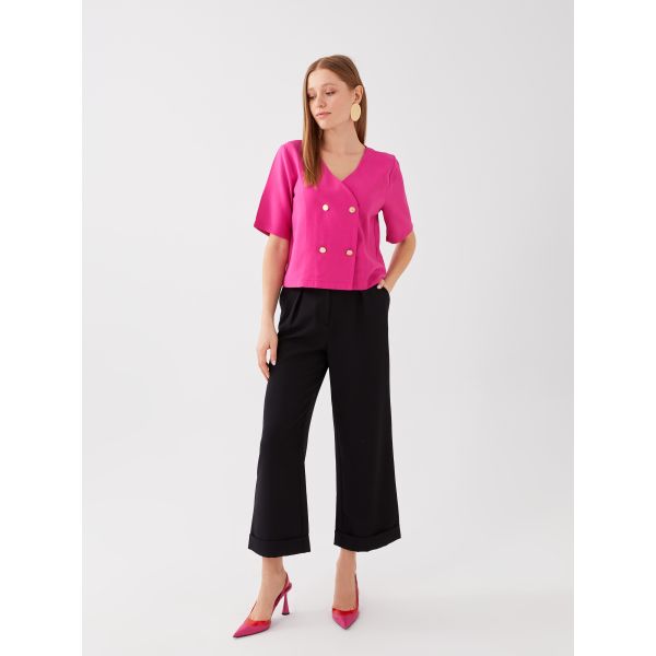 High Waisted Relaxed Fit Regular Women's Trousers