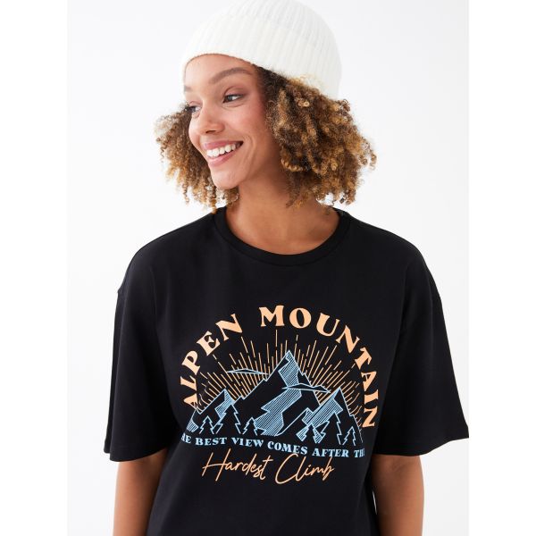 Crew Neck Printed Short Sleeve Women's T-shirt