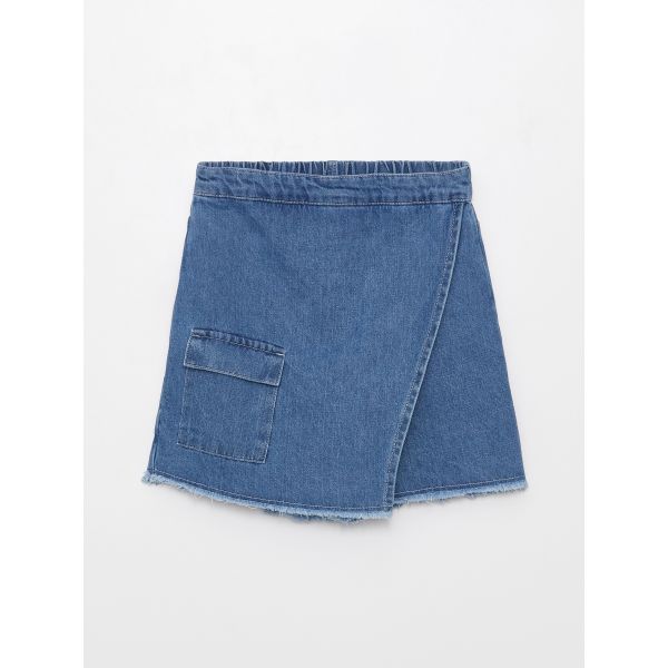 Elastic Waist Girl Jean Short Skirt