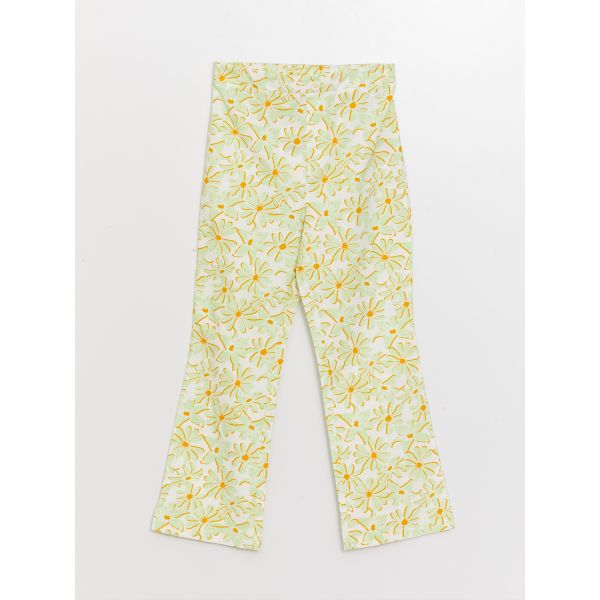 Elastic Waist Patterned Spanish Leg Girls' Trousers