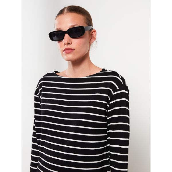 Crew Neck Striped Long Sleeve Women's T-shirt