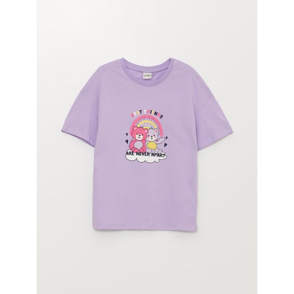 Crew Neck Printed Short Sleeve Girl T-shirt