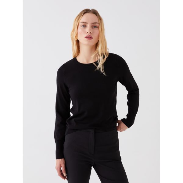 Crew Neck Regular Long Sleeve Women's Tricot Sweater