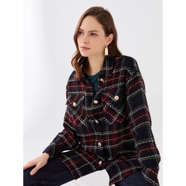 Plaid Long Sleeve Oversize Women Shirt Jacket