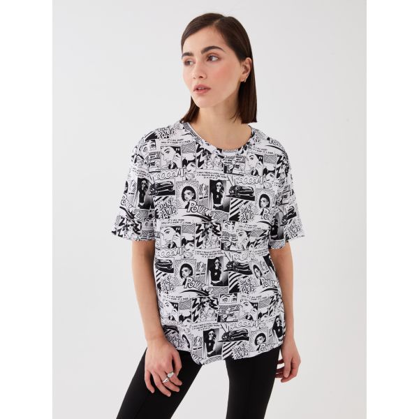 Crew Neck Printed Short Sleeve Women's T-shirt