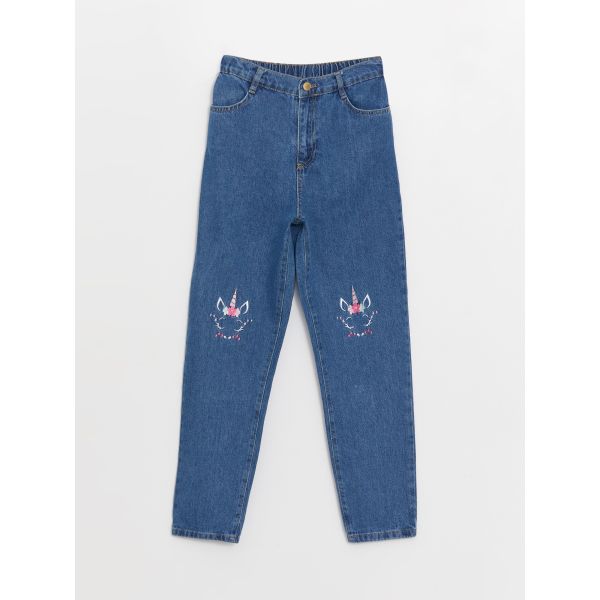 Mom Fit Embroidered Girl's Jeans