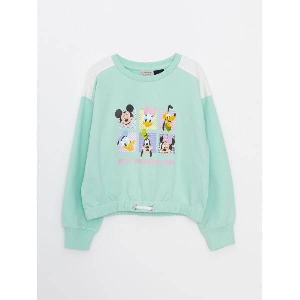 Crew Neck Disney Printed Long Sleeve Girl's Sweatshirt