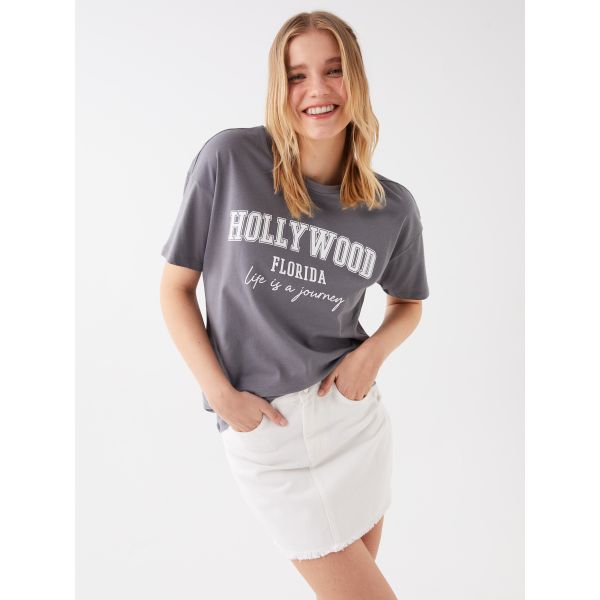 Crew Neck Printed Short Sleeve Women's T-shirt