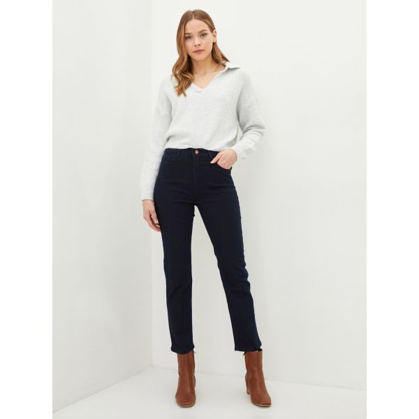 Skinny Fit Regular Pocket Detailed Women's Denim Trousers