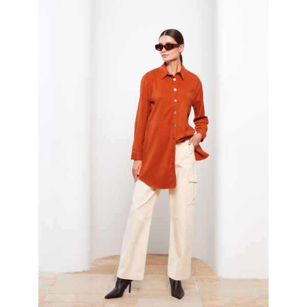 Shirt Collar Straight Long Sleeve Women's Tunic