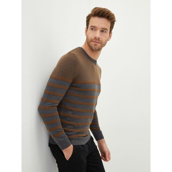 Crew Neck Long Sleeve Men's Tricot Sweater