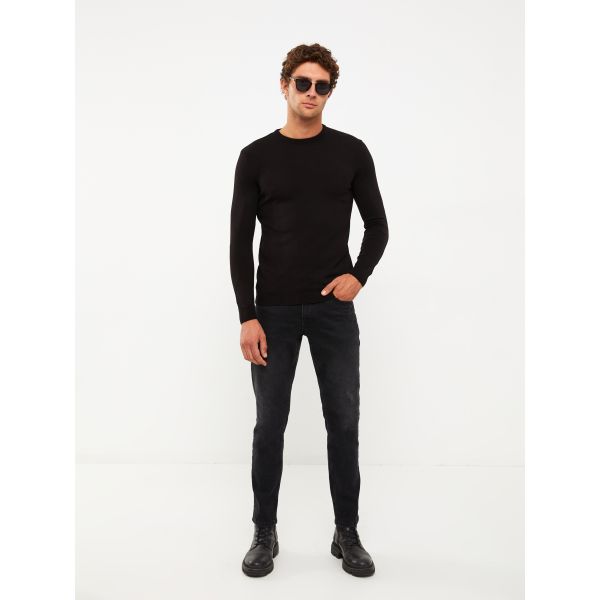 Crew Neck Long Sleeve Men's Tricot Sweater