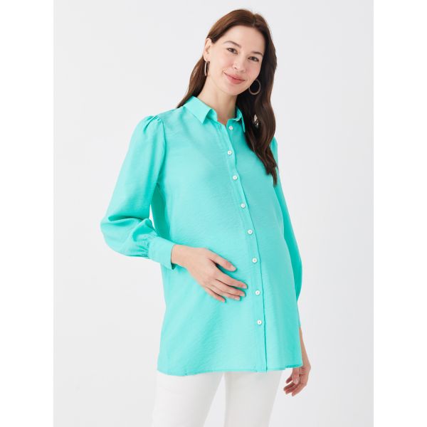 Shirt Neck Regular Long Sleeve Maternity Tunic