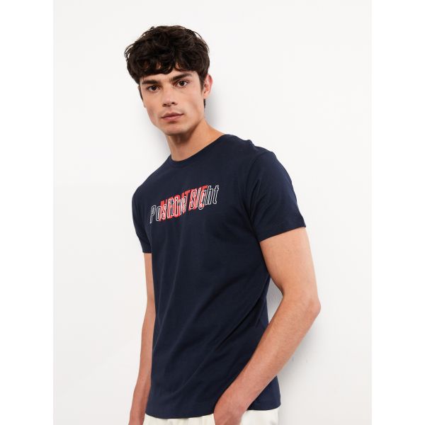 Crew Neck Short Sleeve Printed Combed Cotton Men's T-shirt