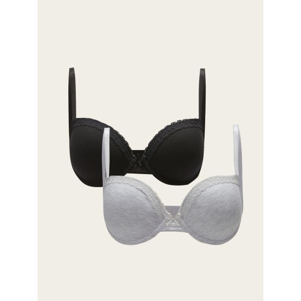 Underwire Unfilled Plain Bra 2-Pack