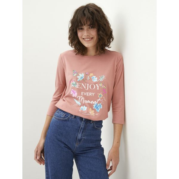 Crew Neck Printed Women's T-shirt