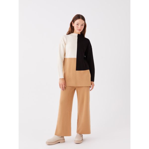 Elastic Waist Regular Bell-Bottoms Women's Tricot Trousers