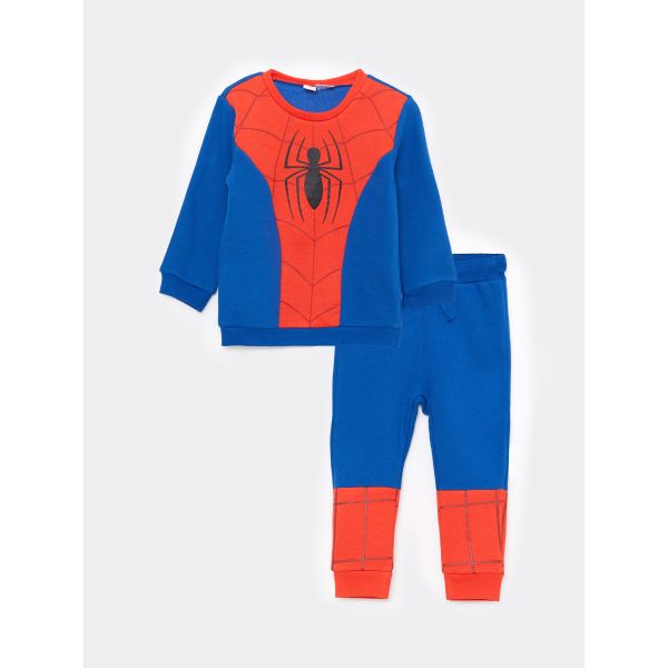 Crew Neck Long Sleeve Spiderman Printed Baby Boy Sweatshirt and Sweatpants 2-Pack Set