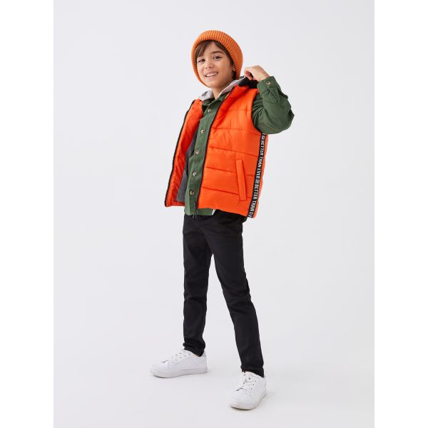 Hooded Printed Boy Down Vest