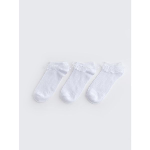 Self-Patterned Girl's Ballet Socks 3 Pieces