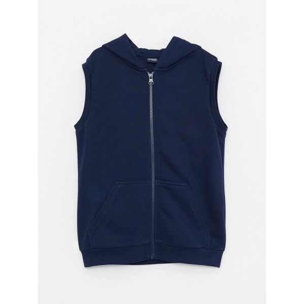 Hooded Basic Boy Zippered Vest