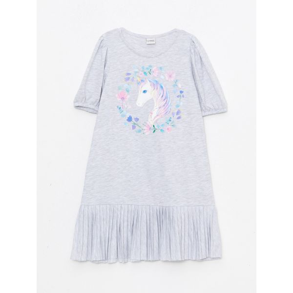 Crew Neck Short Sleeve Girl Dress