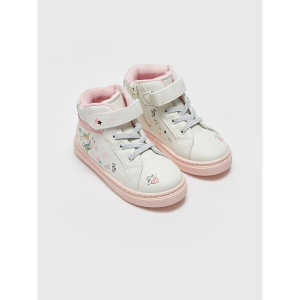 Printed Lace-Up Velcro and Zipper Ankle Boy Girl Baby Sneakers