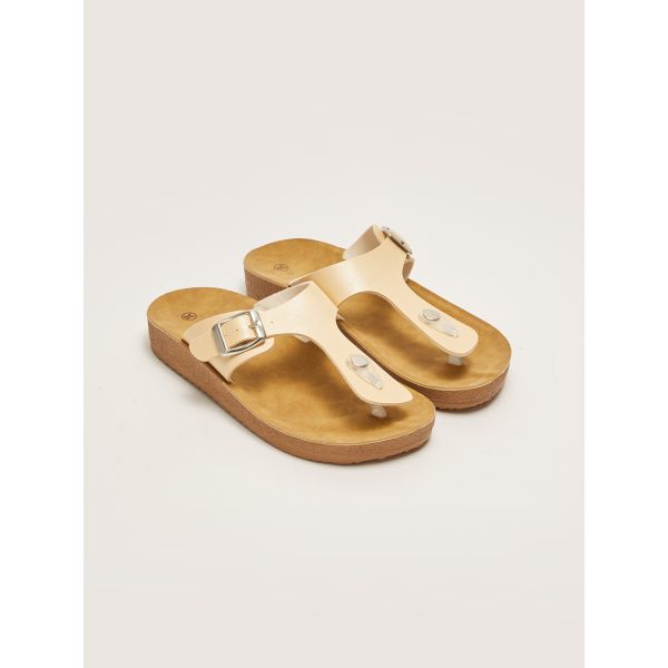 Buckle Detailed Flip-Flops Women's Slippers