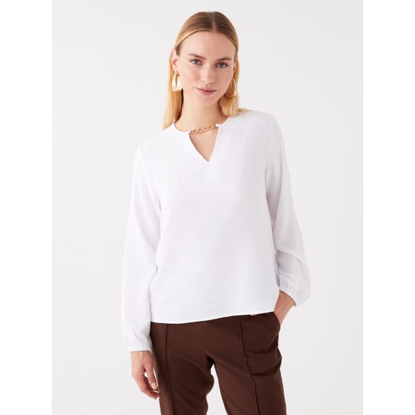 Turtleneck Straight Long Sleeve Women Blouse