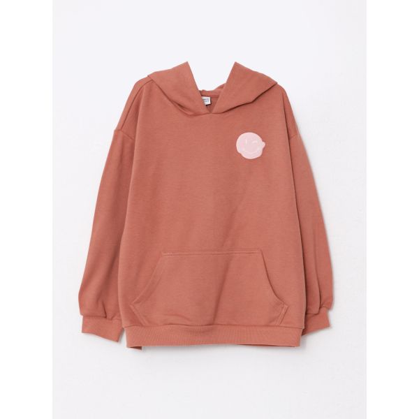 Hooded Printed Long Sleeve Girl Sweatshirt