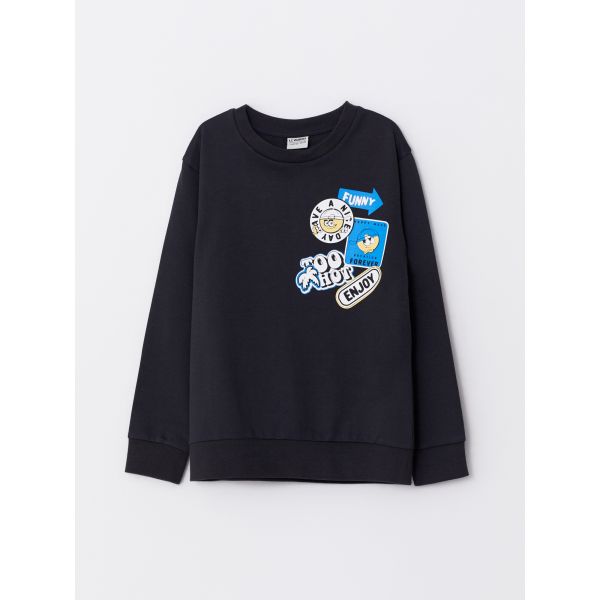 Crew Neck Printed Long Sleeve Boy Sweatshirt