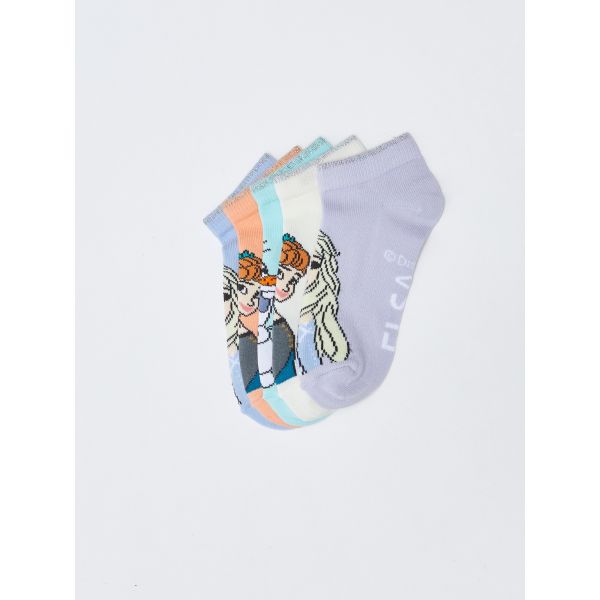 Frozen Patterned Girl Booties Socks 5-Pack