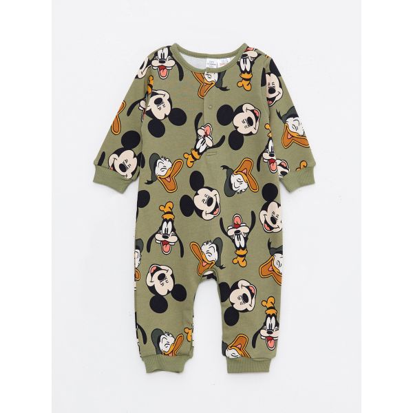 Crew Neck Long Sleeve Disney Printed Baby Boy Rompers